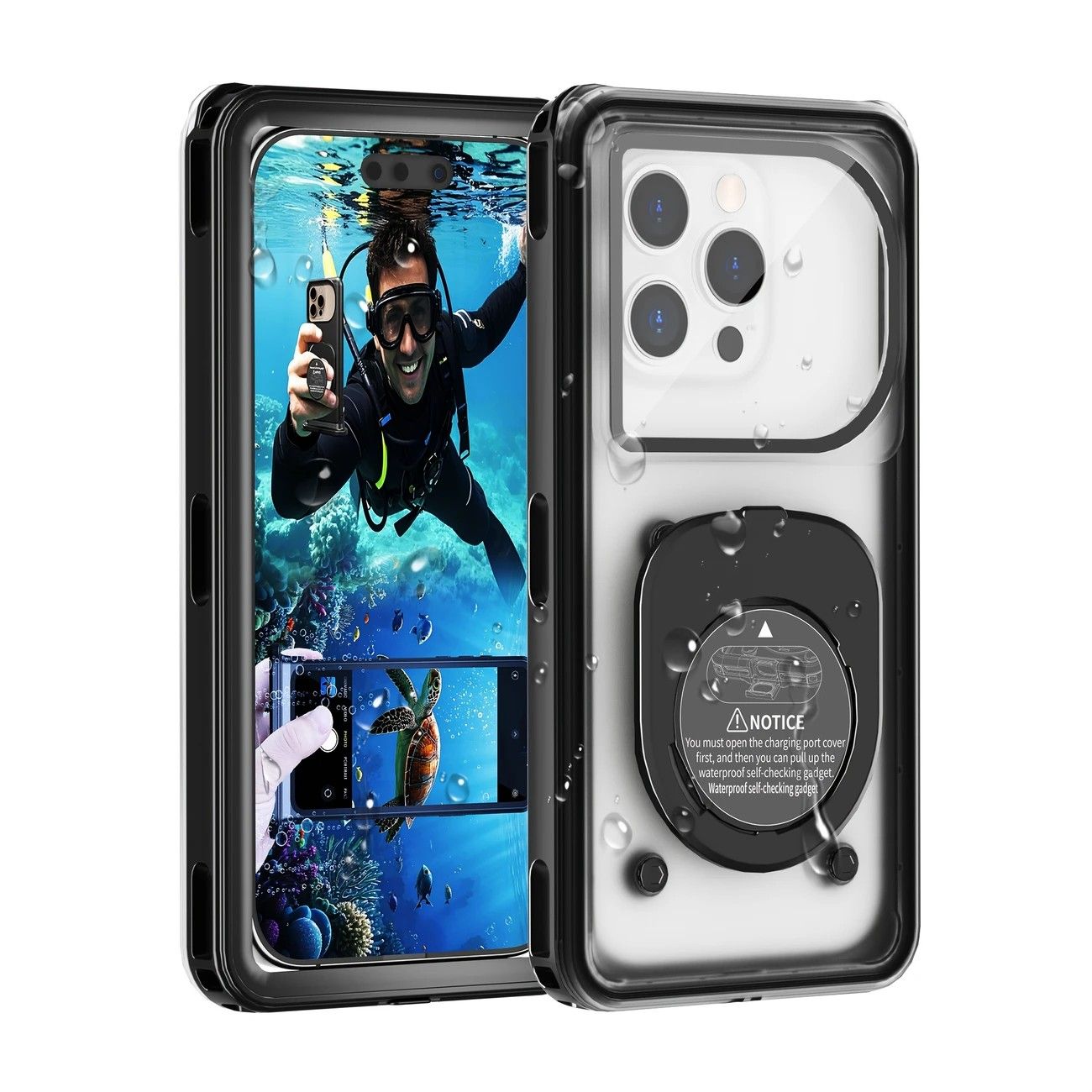 Newly Upgraded IPX8 Diving Phone Case, 15m Waterproof, 6.9-inch Universal, Surfing Swimming Underwater Photography, Shockproof and Scratch-Resistant.GREY WHITE - Image 2