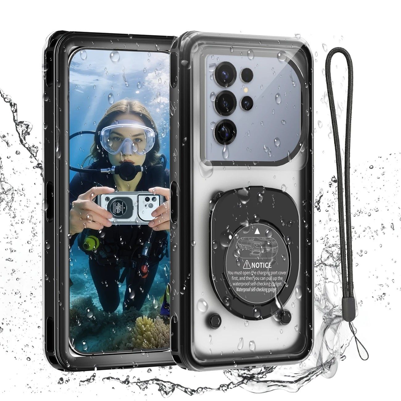 Newly Upgraded IPX8 Diving Phone Case, 15m Waterproof, 6.9-inch Universal, Surfing Swimming Underwater Photography, Shockproof and Scratch-Resistant.GREY WHITE - Image 3