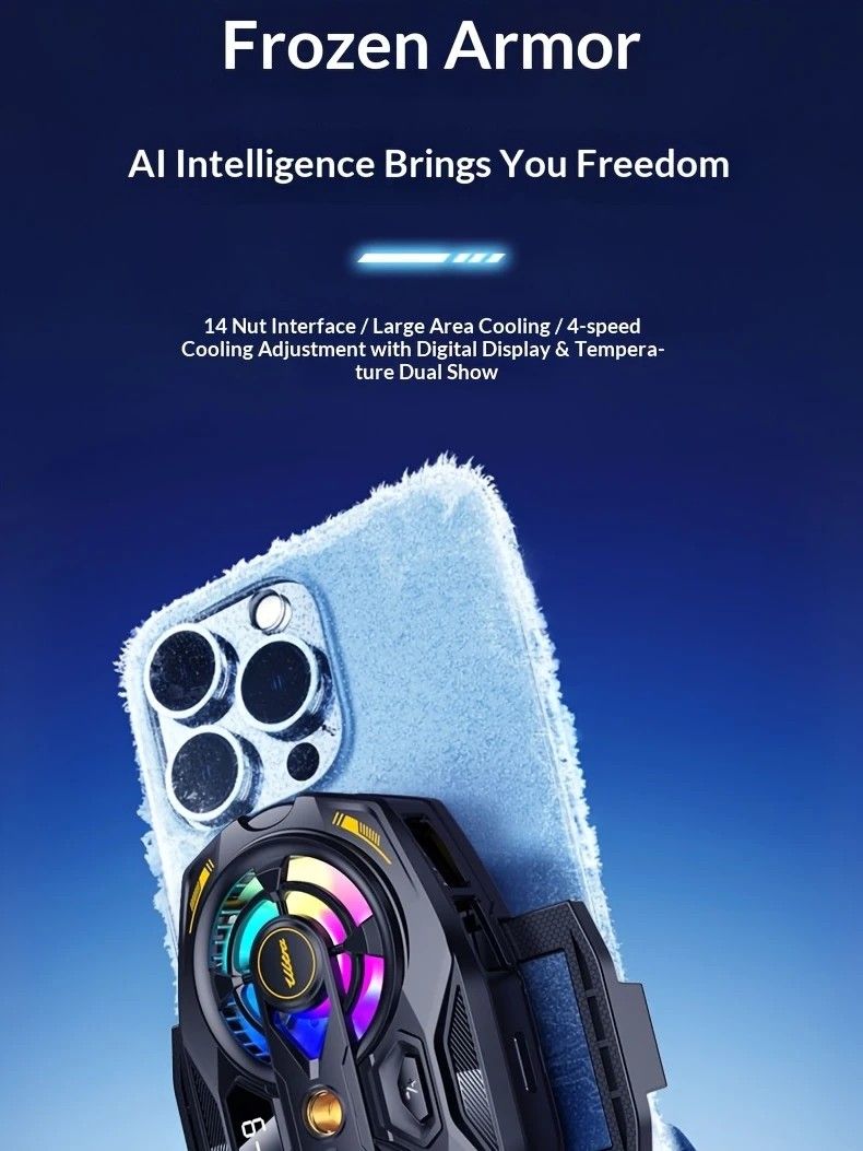 New Dual-Fan Phone Cooler with Digital Display – Designed for Gamers and Live Streamers. - Image 1