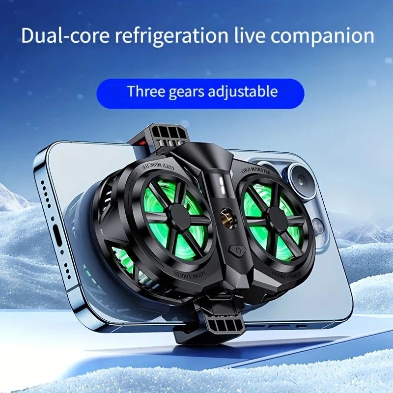 Semiconductor Cooling Fan Back Clip, Instant 3-Second Cooling, Large Area Heat Dissipation, Compatible with All Phone Models, Unobstructed Camera View for Live Streaming & Gaming.（Universal wheel payment） - Image 1