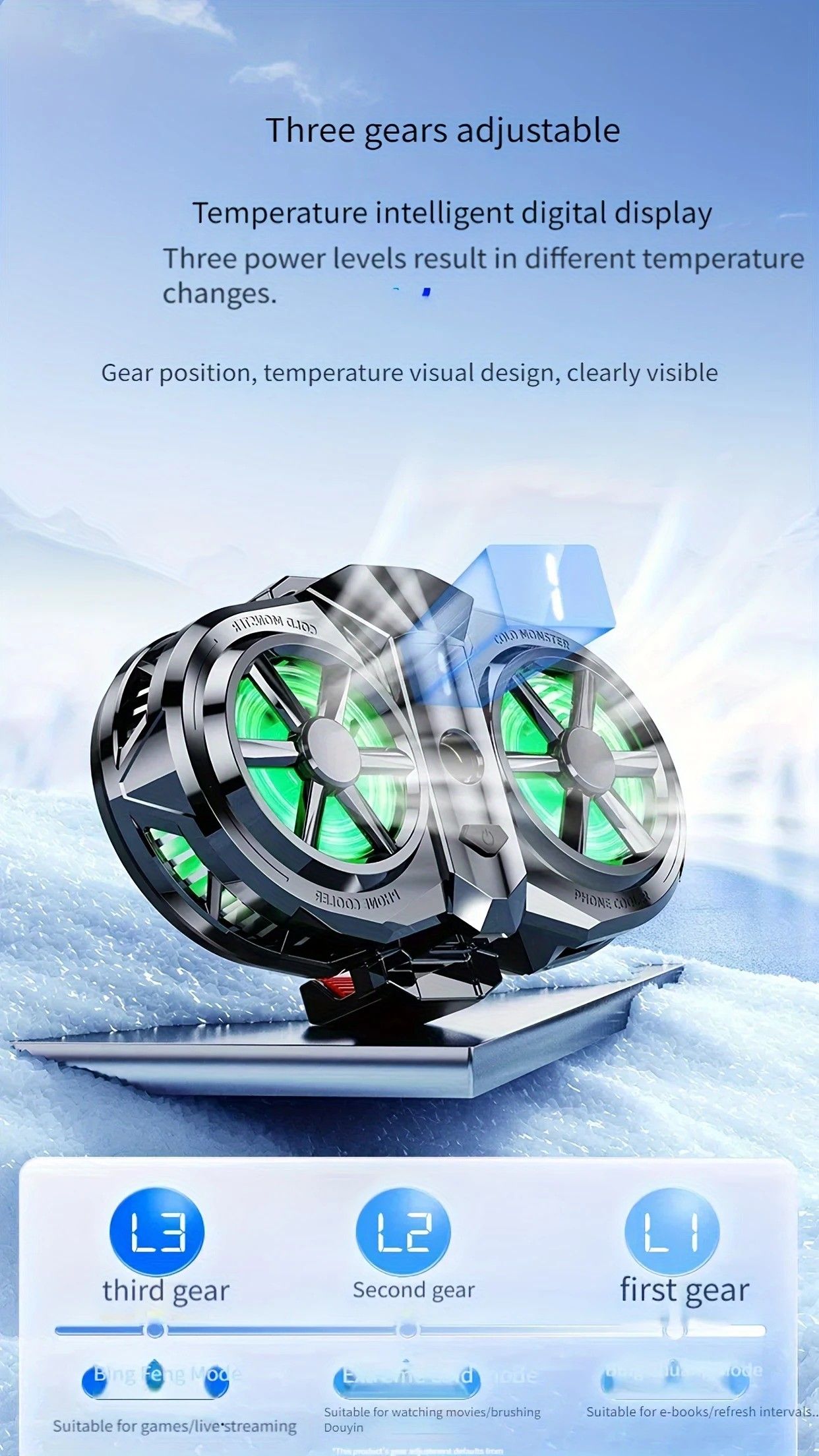 Semiconductor Cooling Fan Back Clip, Instant 3-Second Cooling, Large Area Heat Dissipation, Compatible with All Phone Models, Unobstructed Camera View for Live Streaming & Gaming.（Universal wheel payment） - Image 5