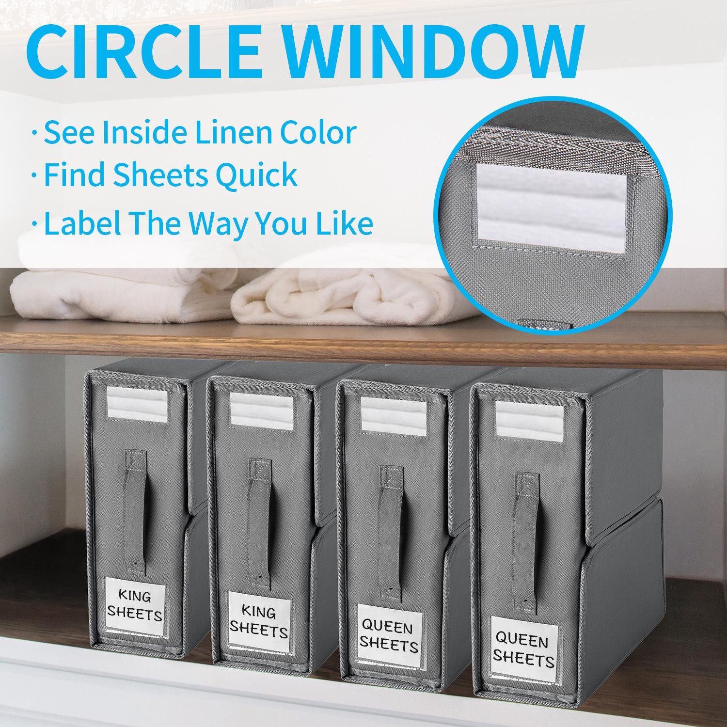 5PCS Foldable Bed Sheet Storage Box with Viewing Window, Your Neat Solution for Bedroom and Wardrobe Organization. - Image 2