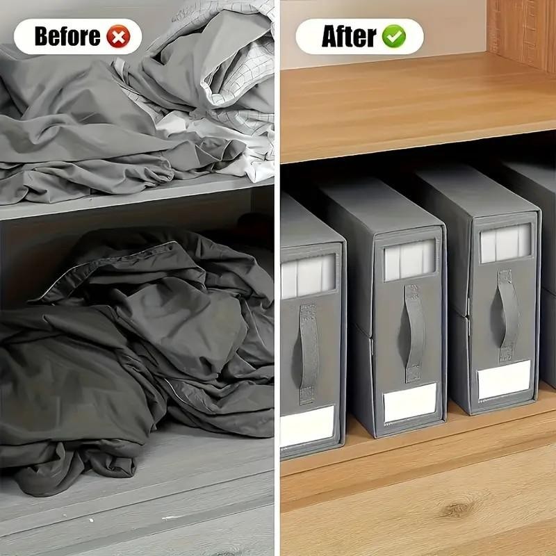 5PCS Foldable Bed Sheet Storage Box with Viewing Window, Your Neat Solution for Bedroom and Wardrobe Organization. - Image 4