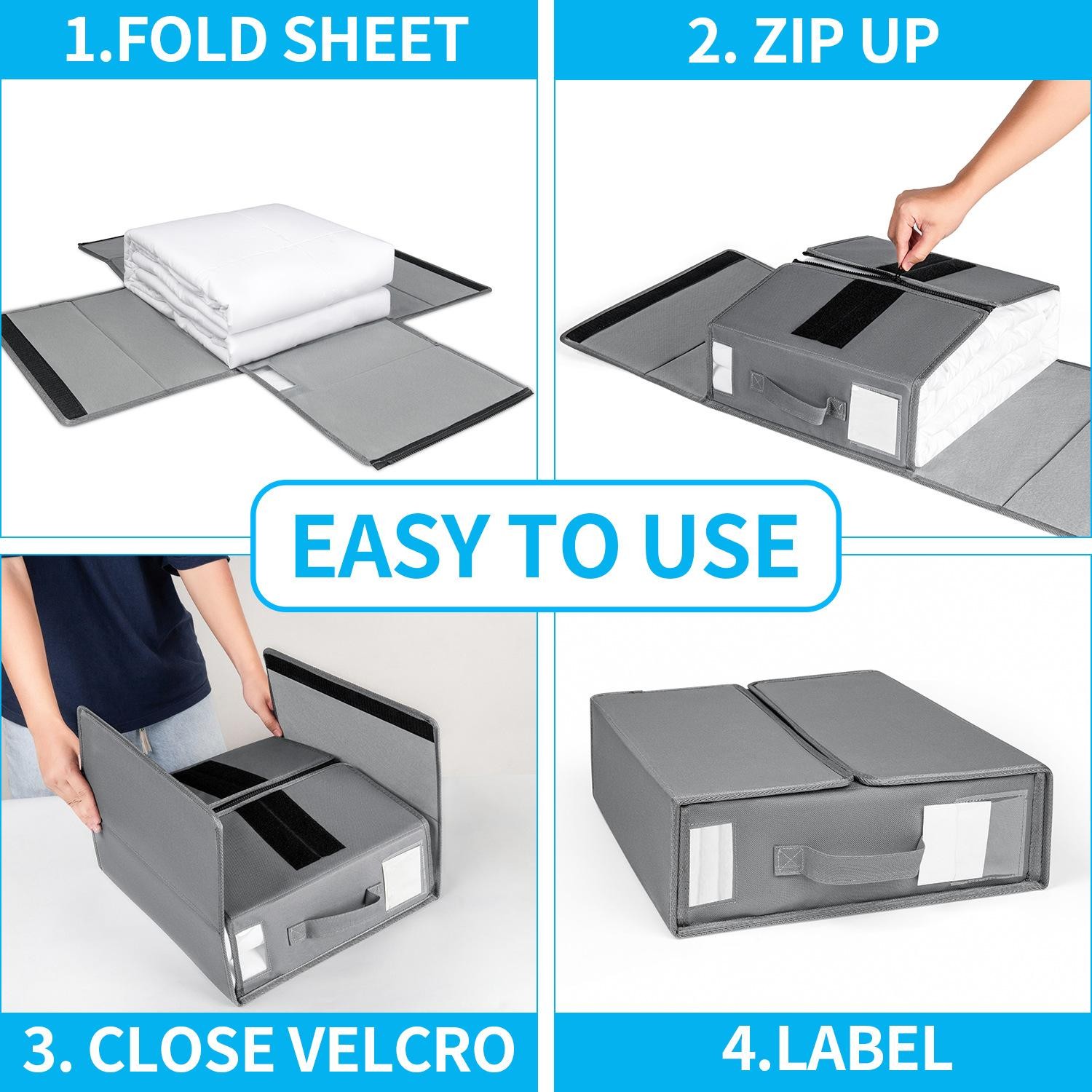 5PCS Foldable Bed Sheet Storage Box with Viewing Window, Your Neat Solution for Bedroom and Wardrobe Organization. - Image 7