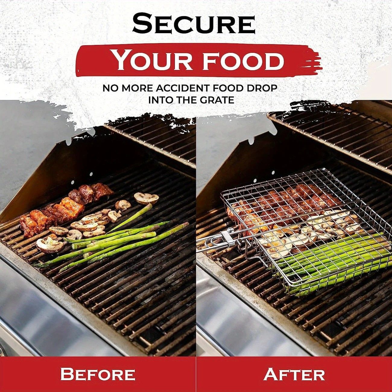 2PCS  Stainless Steel BBQ Clamp Commercial & Home Use Grill Mesh for Fish & Burgers - Image 3