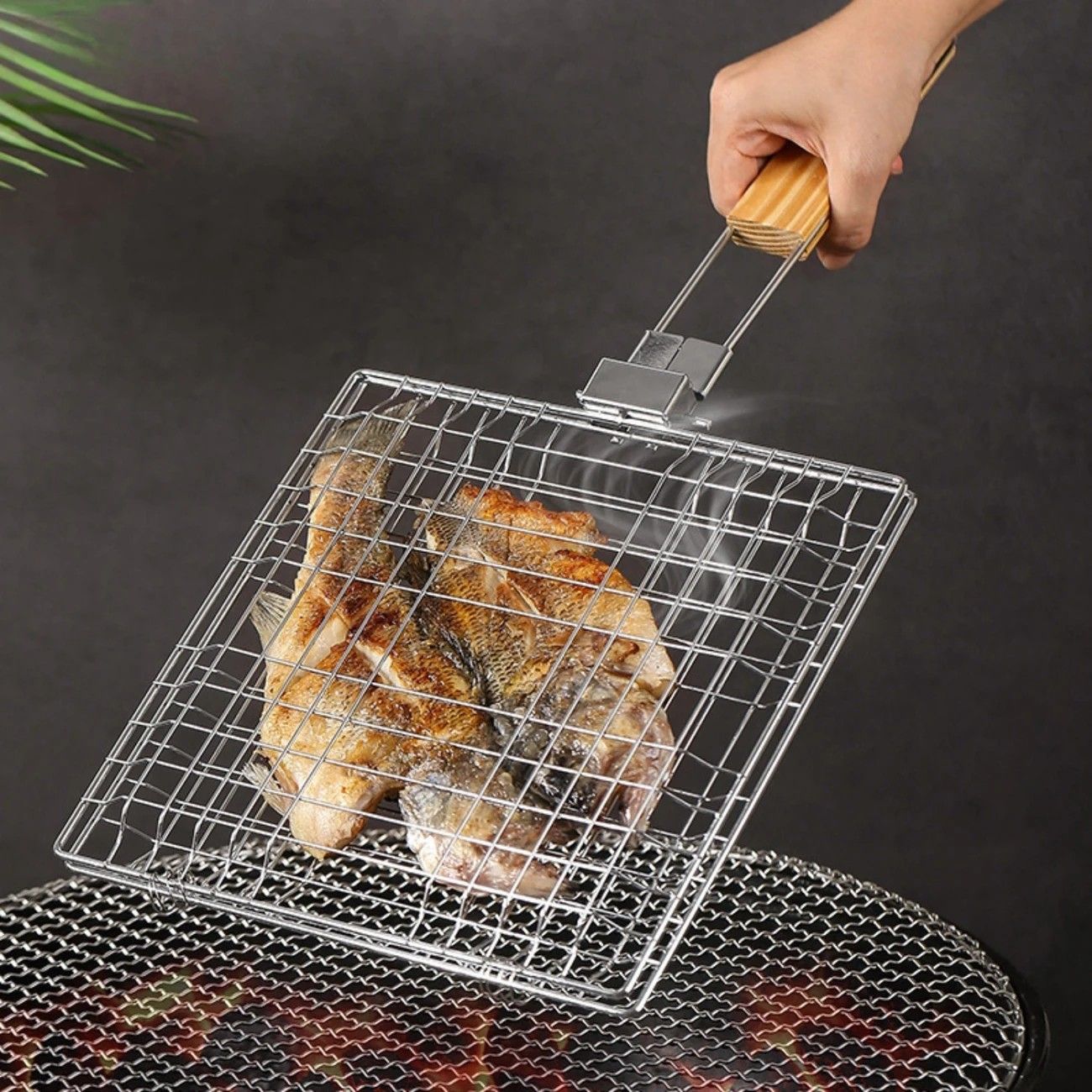2PCS  Stainless Steel BBQ Clamp Commercial & Home Use Grill Mesh for Fish & Burgers - Image 6