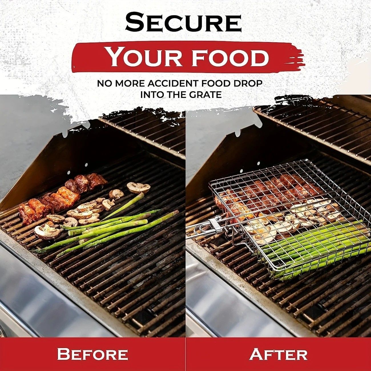 2PCS  Stainless Steel BBQ Clamp Commercial & Home Use Grill Mesh for Fish & Burgers - Image 7