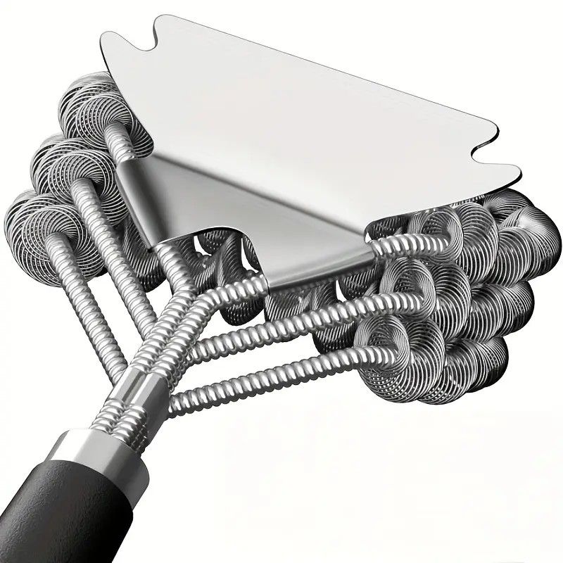 Bristle-Free Stainless Steel BBQ Grill Brush Heavy Duty Steam Clean Coil Head with Scraper - Image 5