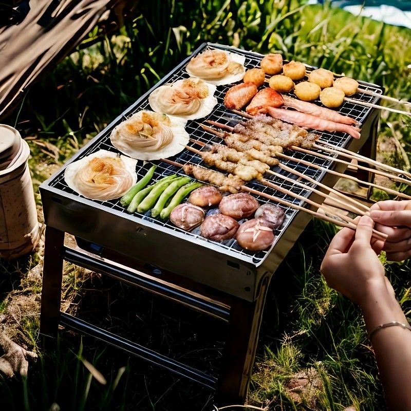 Weekend Essential Portable Foldable BBQ Grill Home & Camping Heavy Duty Steel No Assembly Required(Grand Kurogane.） - Image 5