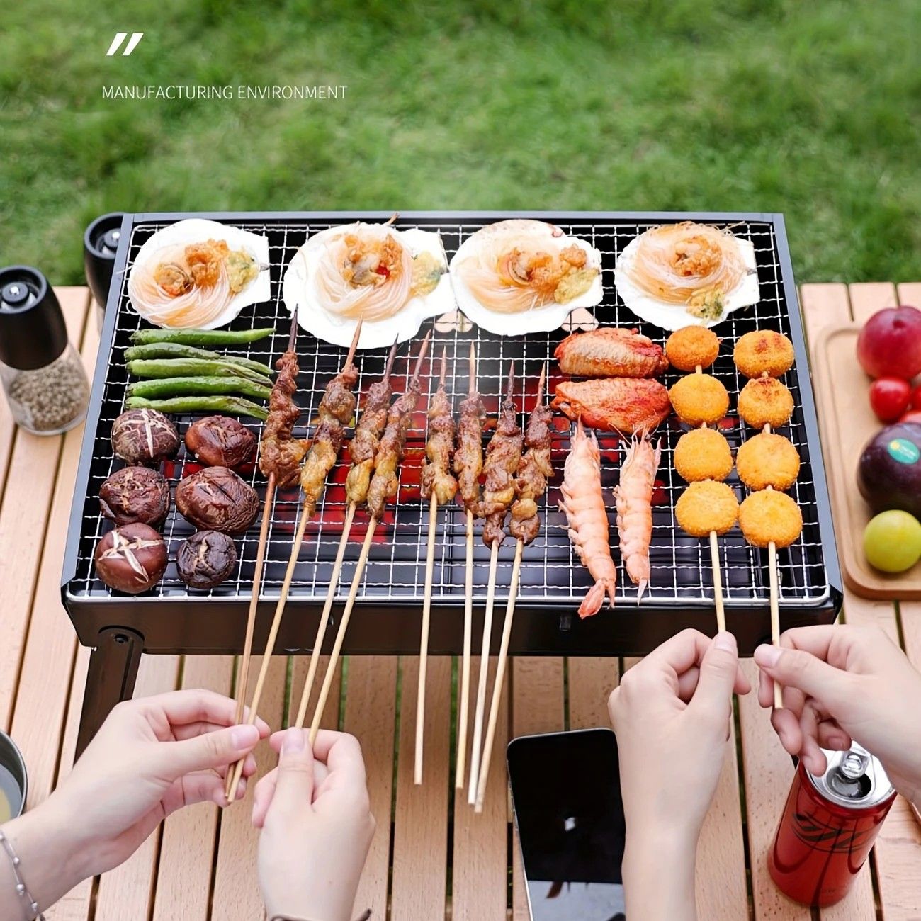Weekend Essential Portable Foldable BBQ Grill Home & Camping Heavy Duty Steel No Assembly Required(Grand Kurogane.） - Image 6