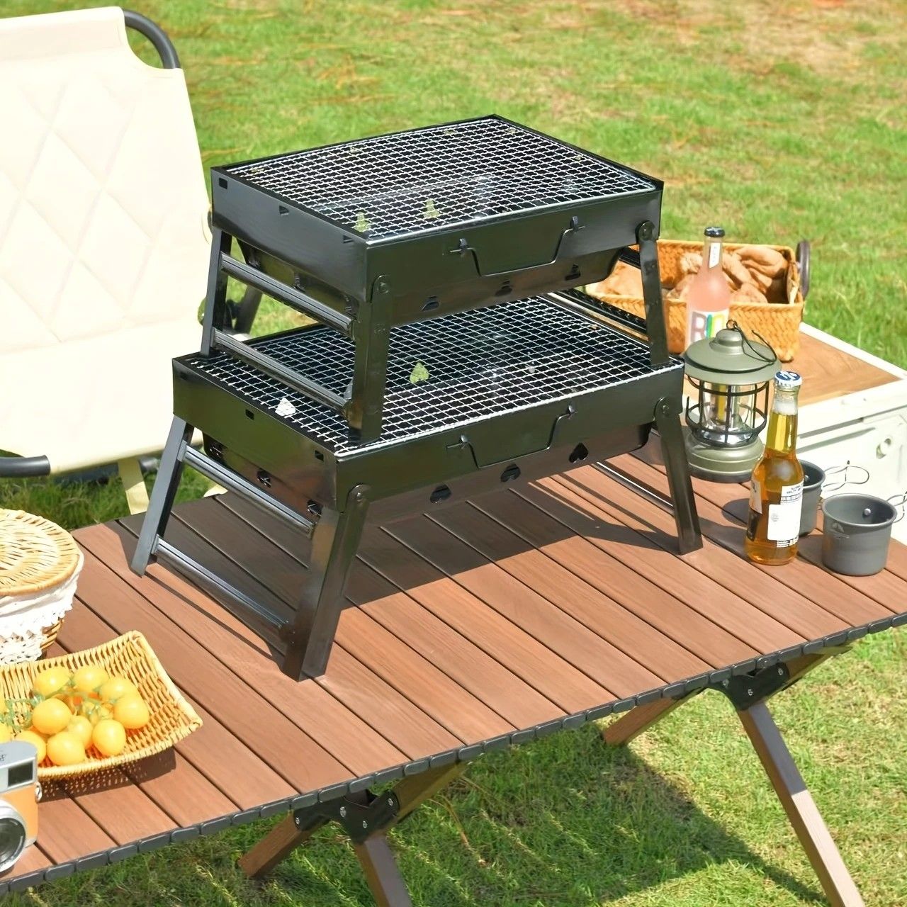 Weekend Essential Portable Foldable BBQ Grill Home & Camping Heavy Duty Steel No Assembly Required（Xiaoheigang） - Image 3