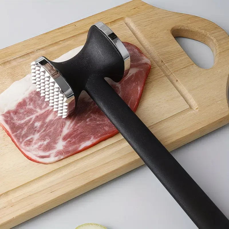 Dual-Sided Multi-Function Meat Mallet, 36 Spikes for Deep Tendon Cutting & Tenderizing, Flat Side for Smashing Cucumbers & Garlic, Nylon Handle with Zinc Alloy Head, Practical Kitchen Tool./silver - Image 5