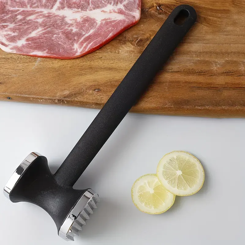 Dual-Sided Multi-Function Meat Mallet, 36 Spikes for Deep Tendon Cutting & Tenderizing, Flat Side for Smashing Cucumbers & Garlic, Nylon Handle with Zinc Alloy Head, Practical Kitchen Tool./silver - Image 7