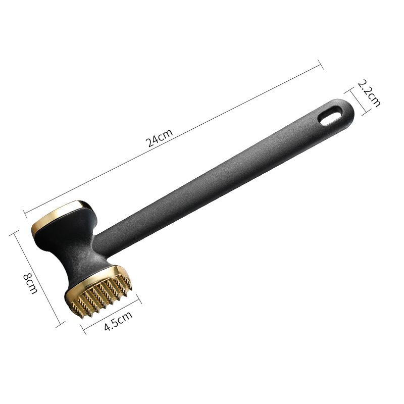 Dual-Sided Multi-Function Meat Mallet, 36 Spikes for Deep Tendon Cutting & Tenderizing, Flat Side for Smashing Cucumbers & Garlic, Nylon Handle with Zinc Alloy Head, Practical Kitchen Tool./golden - Image 4