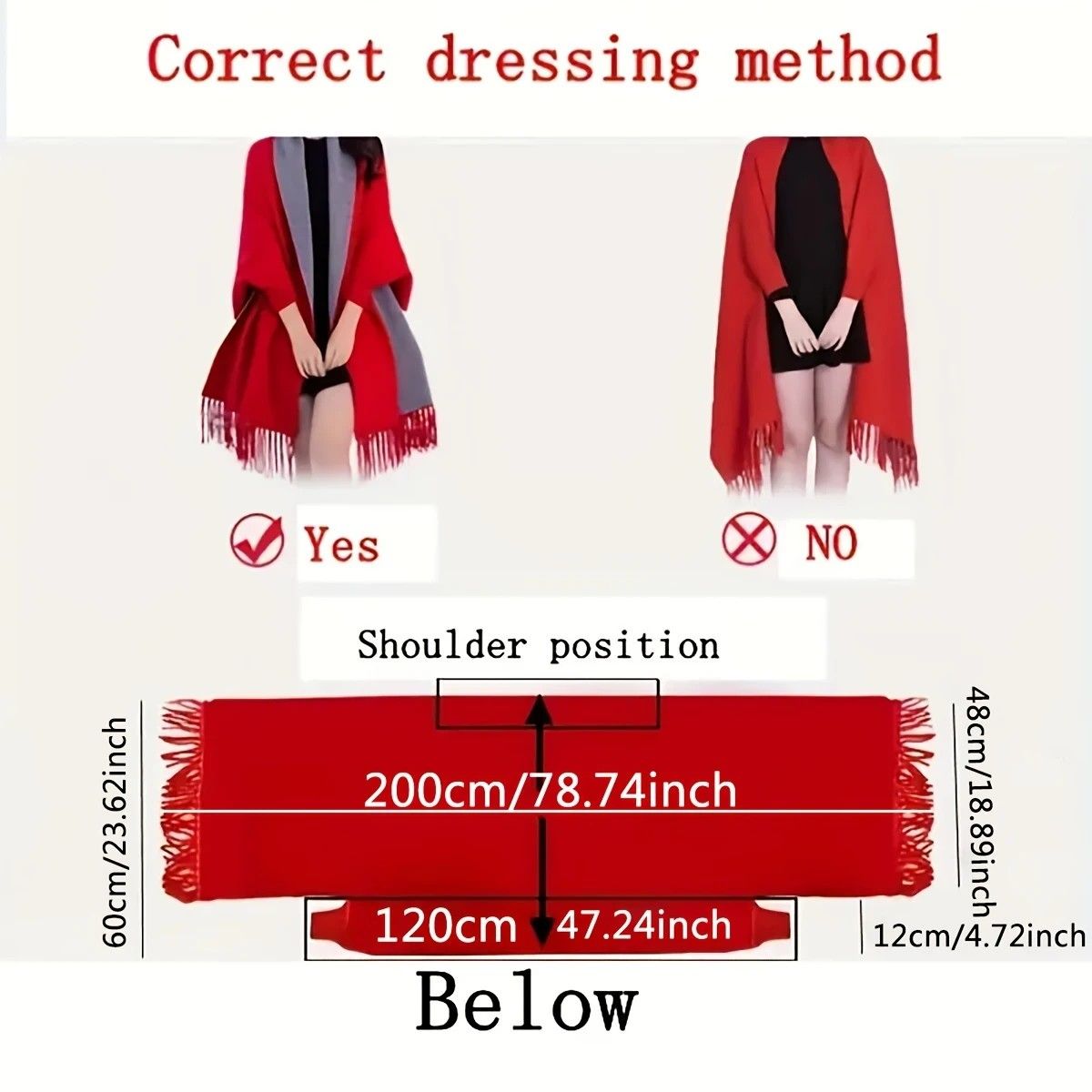 Double-sided Jacquard Cheongsam Shawl, Color-Blocked Fringed Cape Design, Autumn/Winter Fashion & Warmth Two-in-One Scarf(khaki) - Image 3