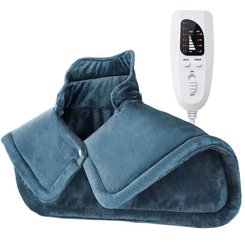 Dark grey This multifunctional electric heating pad: 6 temperature levels, 4 timer settings, magnetic interface, portable, machine washable, perfect for home relaxation and a warm gift. - Image 1