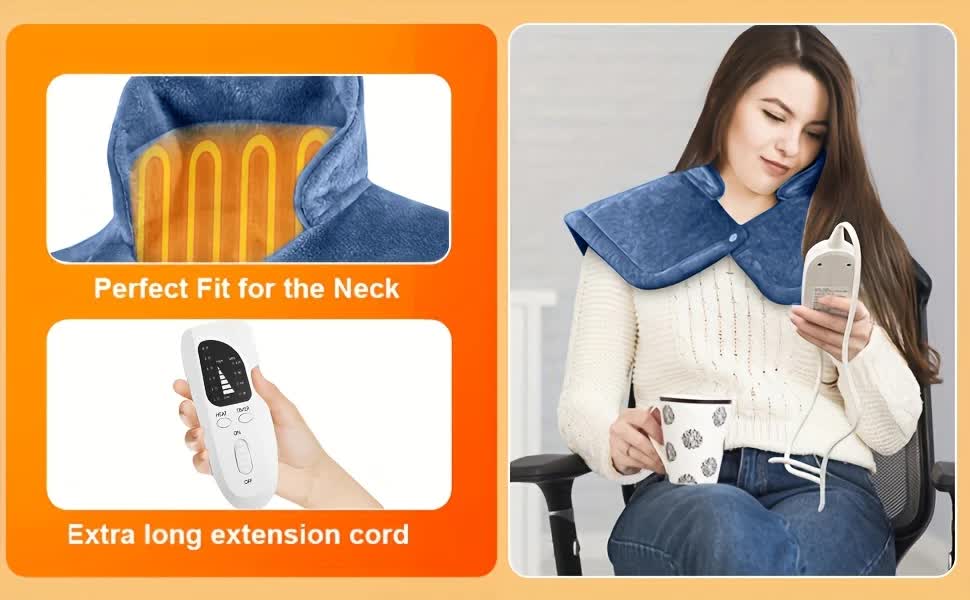 Dark grey This multifunctional electric heating pad: 6 temperature levels, 4 timer settings, magnetic interface, portable, machine washable, perfect for home relaxation and a warm gift. - Image 5