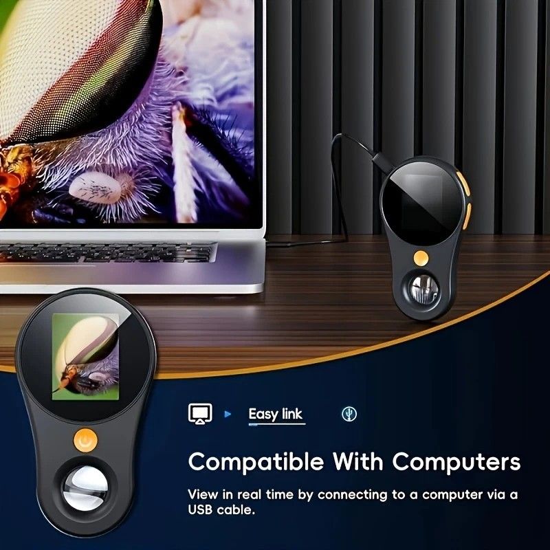 2 Inch 500X HD Portable Handheld Digital Microscope with Screen USB Connect to Computer for Plant Insect Repair Inspection.BLACK - Image 4
