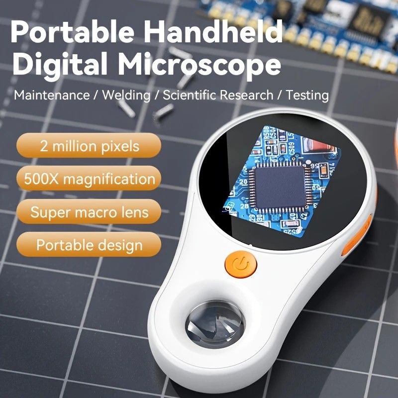 2 Inch 500X HD Portable Handheld Digital Microscope with Screen USB Connect to Computer for Plant Insect Repair Inspection.BLACK - Image 6