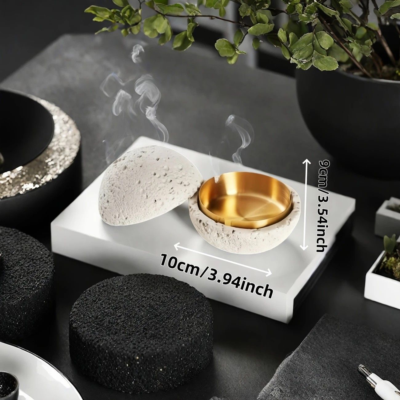 Nordic industrial style concrete ashtray, handcrafted with natural texture, detachable stainless steel bowl with anti-ash lid — easy to clean, durable, suitable for living rooms, bars, offices, ideal gift for Father’s Day, Christmas, housewarming.（Dark gr - Image 8