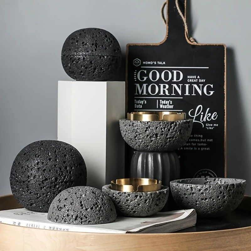 Nordic industrial style concrete ashtray, handcrafted with natural texture, detachable stainless steel bowl with anti-ash lid — easy to clean, durable, suitable for living rooms, bars, offices, ideal gift for Father’s Day, Christmas, housewarming.（Rock wh - Image 7