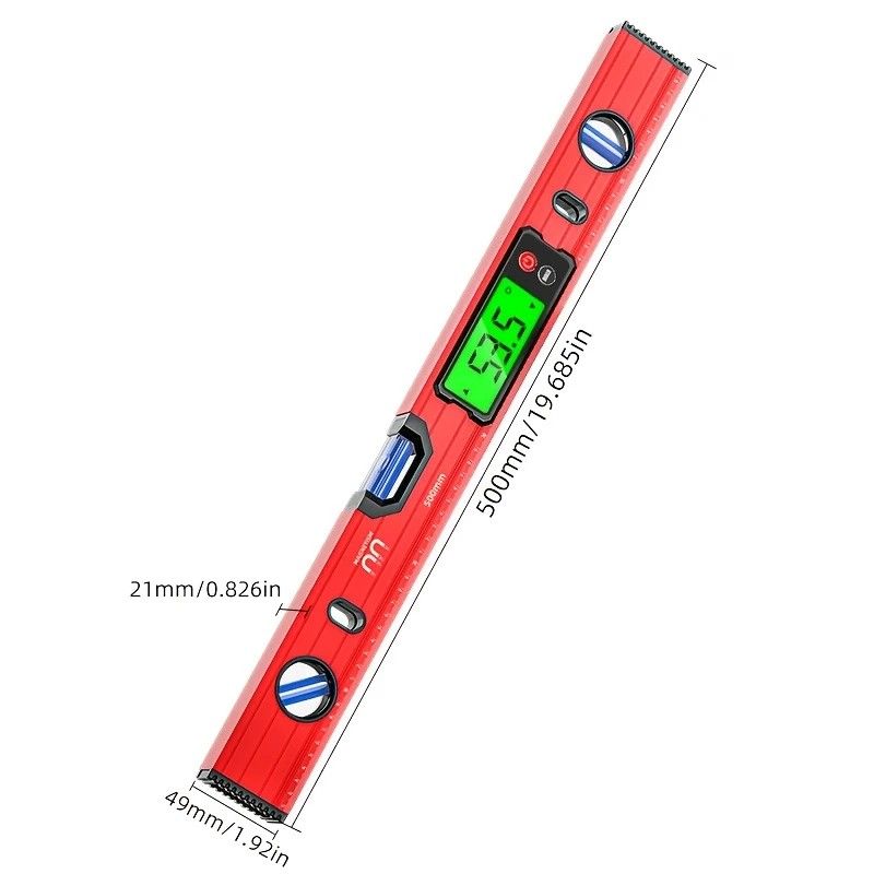 500mm Digital Level with Backlit LCD Display, Strong Magnetic Base, and Heavy-Duty Aluminum Alloy Material - Image 2
