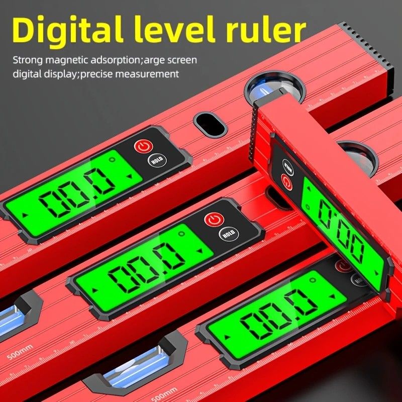 500mm Digital Level with Backlit LCD Display, Strong Magnetic Base, and Heavy-Duty Aluminum Alloy Material - Image 7
