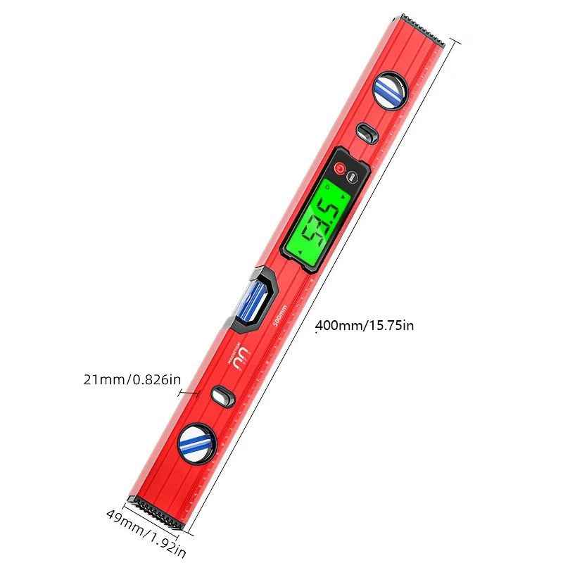 400mm Digital Level with Backlit LCD Display, Strong Magnetic Base, and Heavy-Duty Aluminum Alloy Material - Image 3