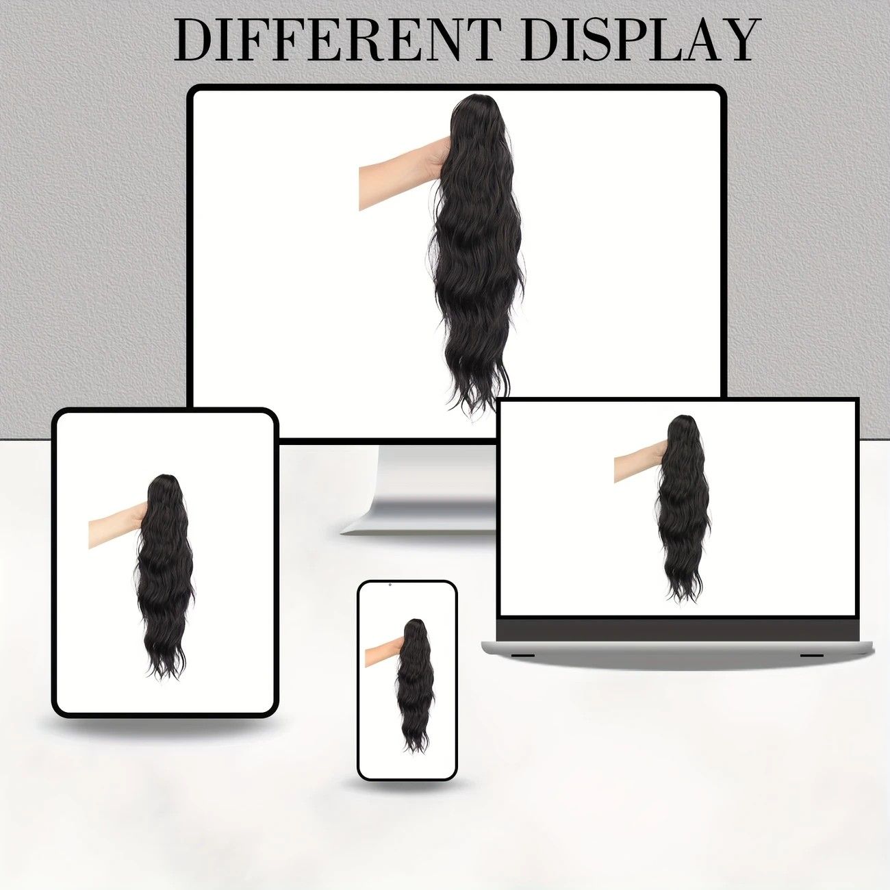 Water wave curly hair clip-in ponytail wig, made of high-heat-resistant synthetic material. Perfect for daily wear to add volume, ideal for holiday celebrations and Halloween parties.（light brown） - Image 6