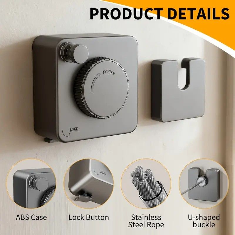 Retractable Invisible Clothesline | Freely Extends to 4.2 Meters, Holds Up to 40 Pounds, Suitable for Balcony Bathroom Outdoor Use, Essential for Small Spaces(black) - Image 3