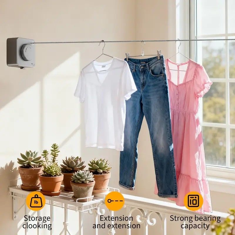 Retractable Invisible Clothesline | Freely Extends to 4.2 Meters, Holds Up to 40 Pounds, Suitable for Balcony Bathroom Outdoor Use, Essential for Small Spaces(black) - Image 5