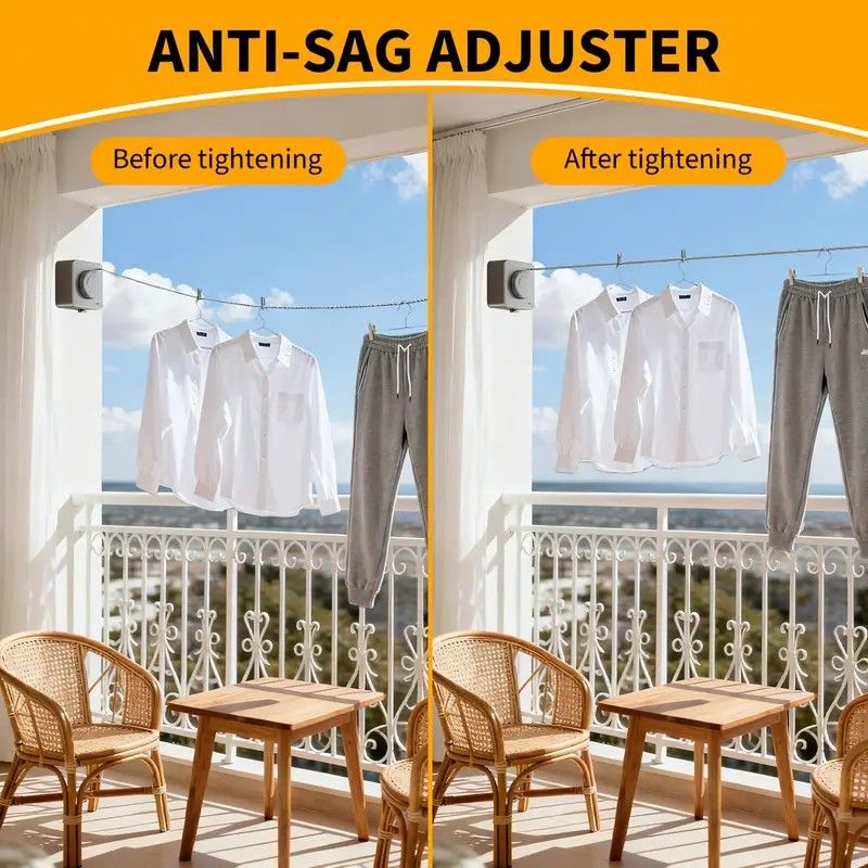 Retractable Invisible Clothesline | Freely Extends to 4.2 Meters, Holds Up to 40 Pounds, Suitable for Balcony Bathroom Outdoor Use, Essential for Small Spaces(black) - Image 6