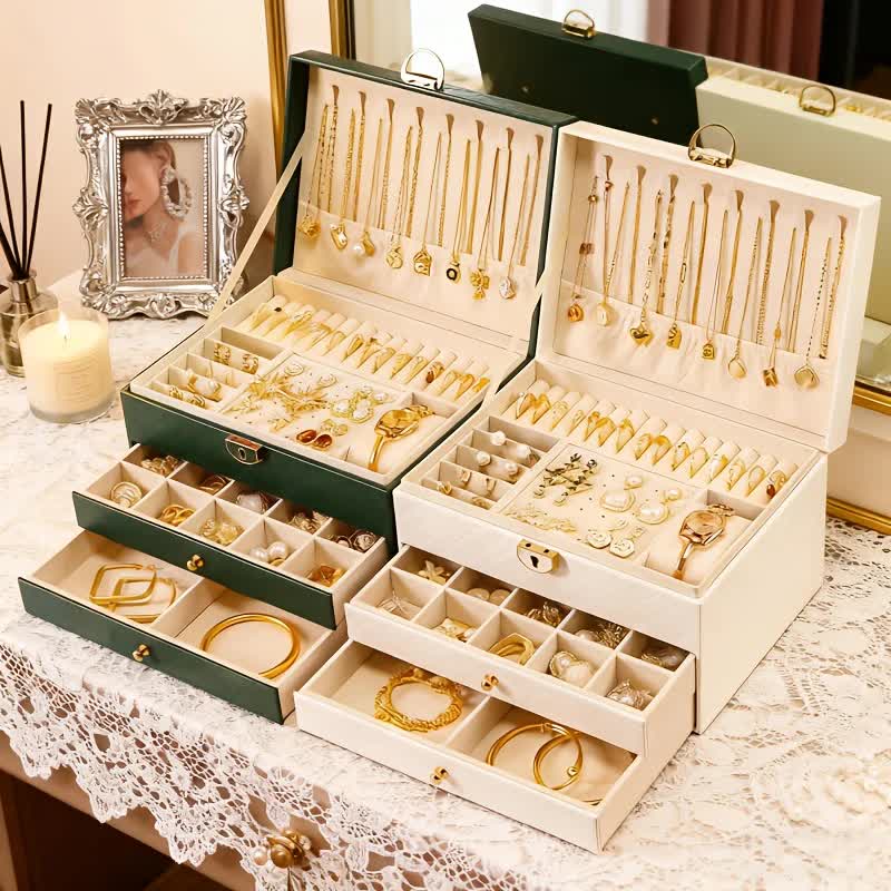 Pink Multi - layer Jewelry Storage Box: Velvet Lining, Three - layer Zoning, Double - drawer Storage for Accessories - Image 7
