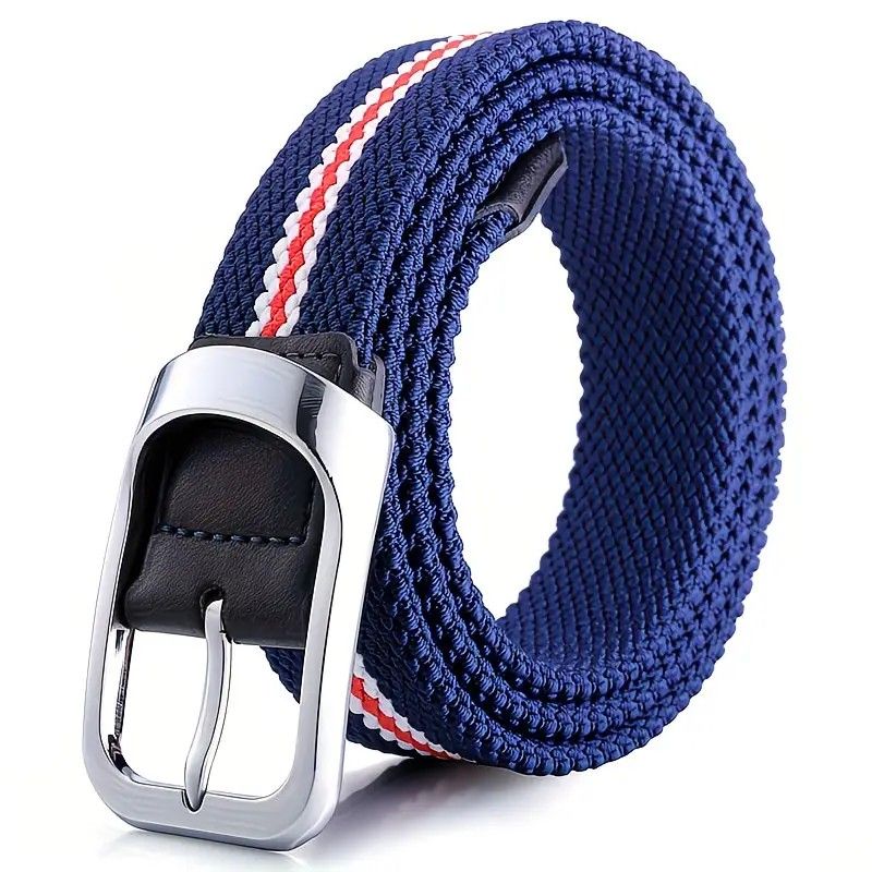 Three-Color Braided Golf Elastic Belt, Unisex, Stretchy Comfort and Versatile Matching, Top Choice for High-Quality Casual Trouser Belts/Red+blue+white - Image 2