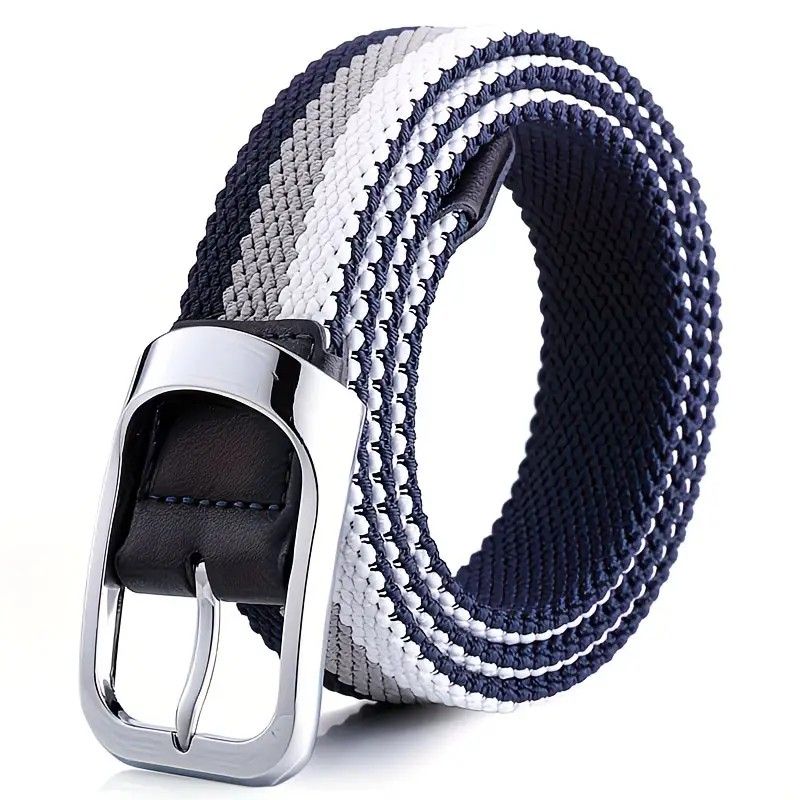 Three-Color Braided Golf Elastic Belt, Unisex, Stretchy Comfort and Versatile Matching, Top Choice for High-Quality Casual Trouser Belts/Blue, white and red - Image 5