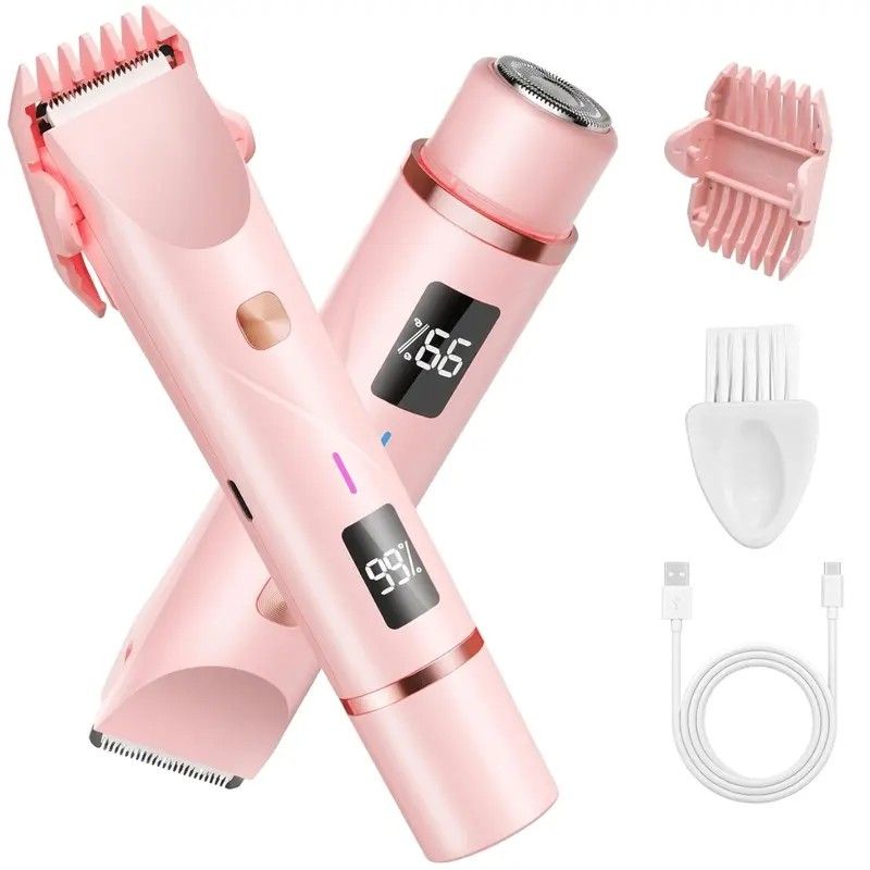 Women's Electric Dual Head Hair Remover – Double Ring Blade for Efficient Hair Removal, Fine Trimming Blade for Detailed Grooming, IPX7 Full Body Waterproof, Safe and Painless（pink) - Image 1