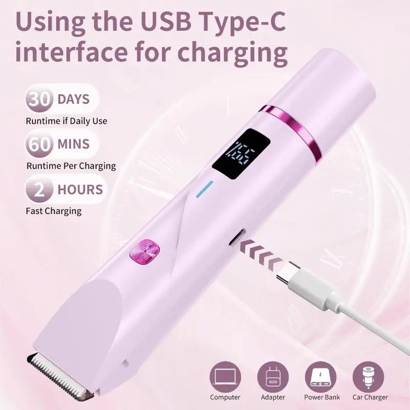 Women's Electric Dual Head Hair Remover – Double Ring Blade for Efficient Hair Removal, Fine Trimming Blade for Detailed Grooming, IPX7 Full Body Waterproof, Safe and Painless（pink) - Image 6