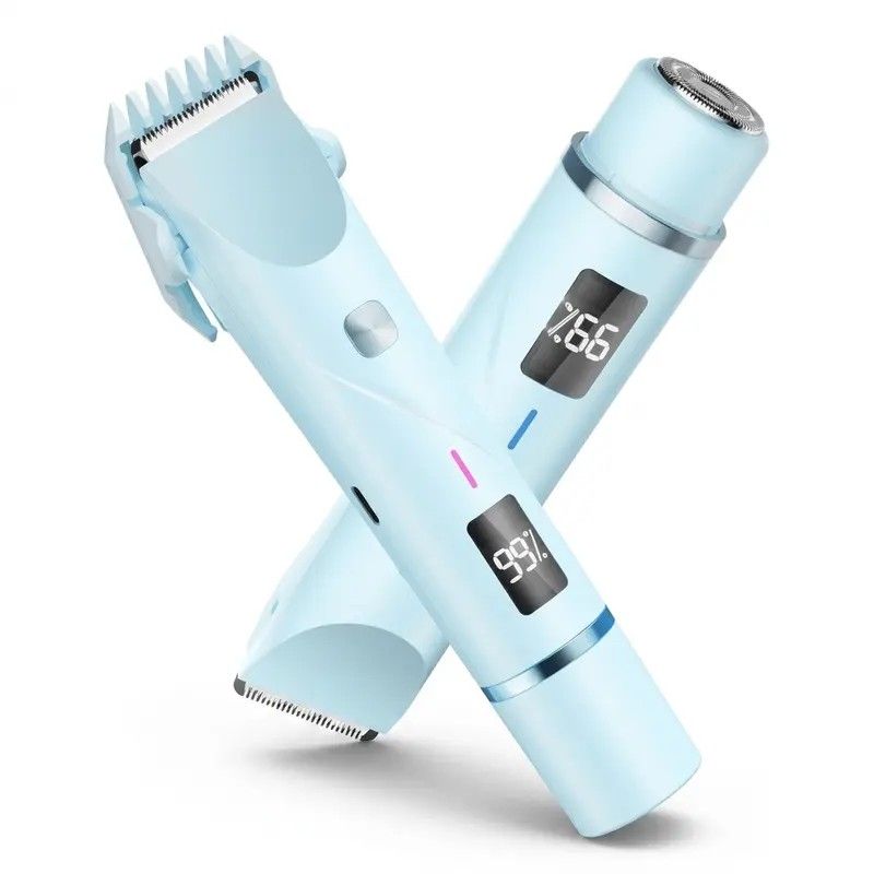 Women's Electric Dual Head Hair Remover – Double Ring Blade for Efficient Hair Removal, Fine Trimming Blade for Detailed Grooming, IPX7 Full Body Waterproof, Safe and Painless(BLUE) - Image 1
