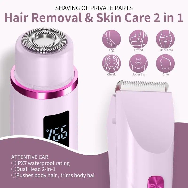 Women's Electric Dual Head Hair Remover – Double Ring Blade for Efficient Hair Removal, Fine Trimming Blade for Detailed Grooming, IPX7 Full Body Waterproof, Safe and Painless(BLUE) - Image 2