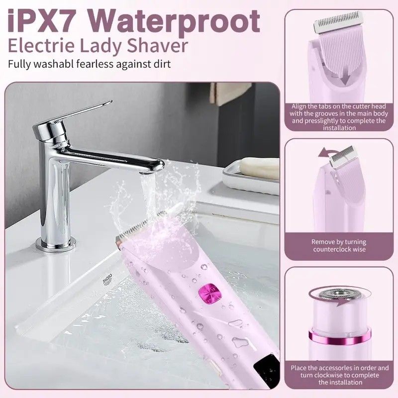 Women's Electric Dual Head Hair Remover – Double Ring Blade for Efficient Hair Removal, Fine Trimming Blade for Detailed Grooming, IPX7 Full Body Waterproof, Safe and Painless(purple) - Image 5