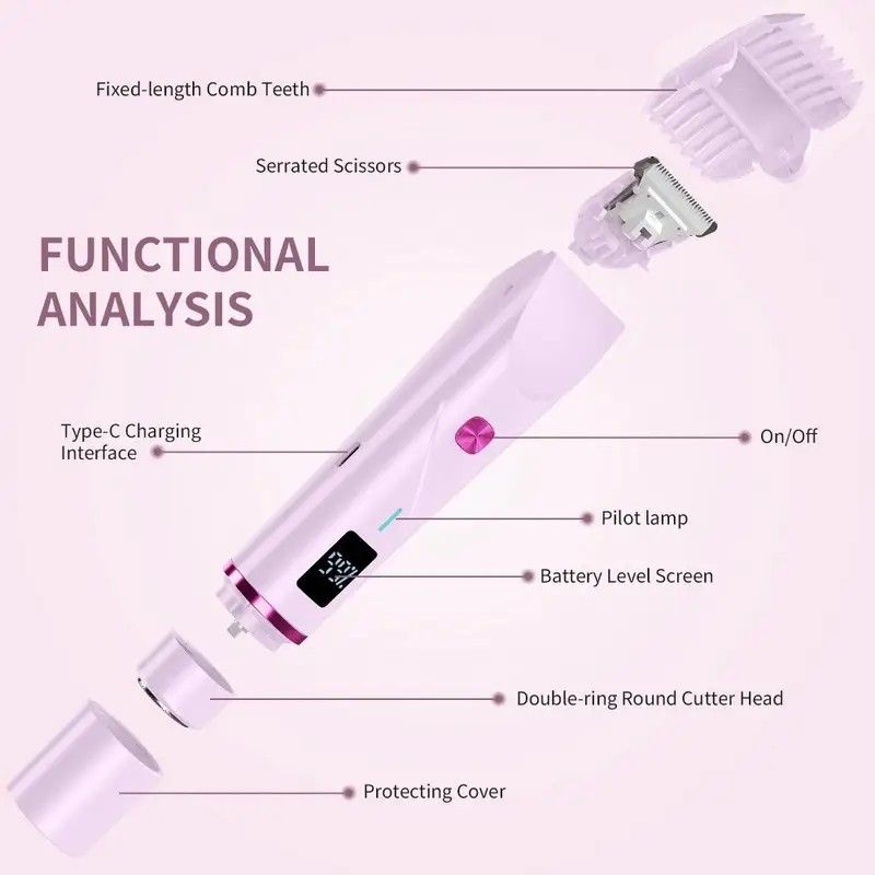 Women's Electric Dual Head Hair Remover – Double Ring Blade for Efficient Hair Removal, Fine Trimming Blade for Detailed Grooming, IPX7 Full Body Waterproof, Safe and Painless(purple) - Image 7