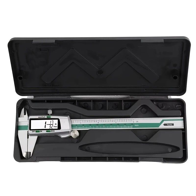 Stainless Steel Digital Caliper 150mm 6 Inch LCD Three Mode Metric Imperial Fractional One Touch Switch with Protective Case for Machinery DIY Precise Measurement - Image 8