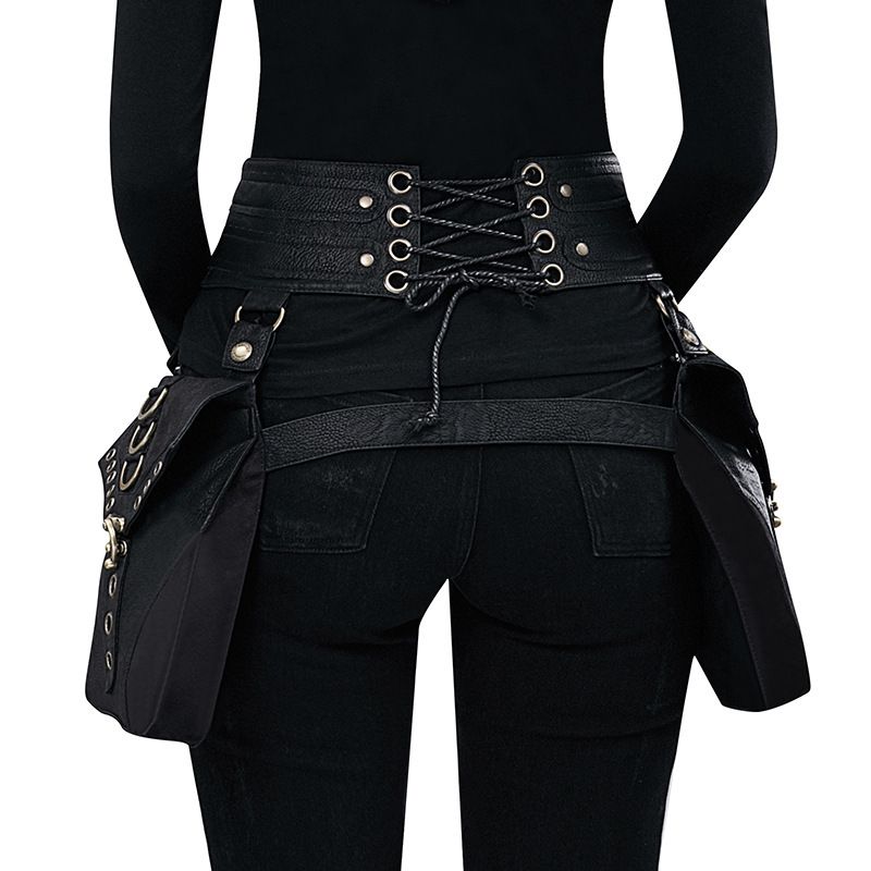 Steampunk PU Leather Waist Bag: Adjustable Waist Size with Rivet Detailing, Versatile as a Retro Leg Bag or Belt, Unisex for Motorcycle Riding and Stylish Outfits - Image 4