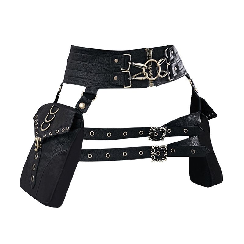 Steampunk PU Leather Waist Bag: Adjustable Waist Size with Rivet Detailing, Versatile as a Retro Leg Bag or Belt, Unisex for Motorcycle Riding and Stylish Outfits - Image 8