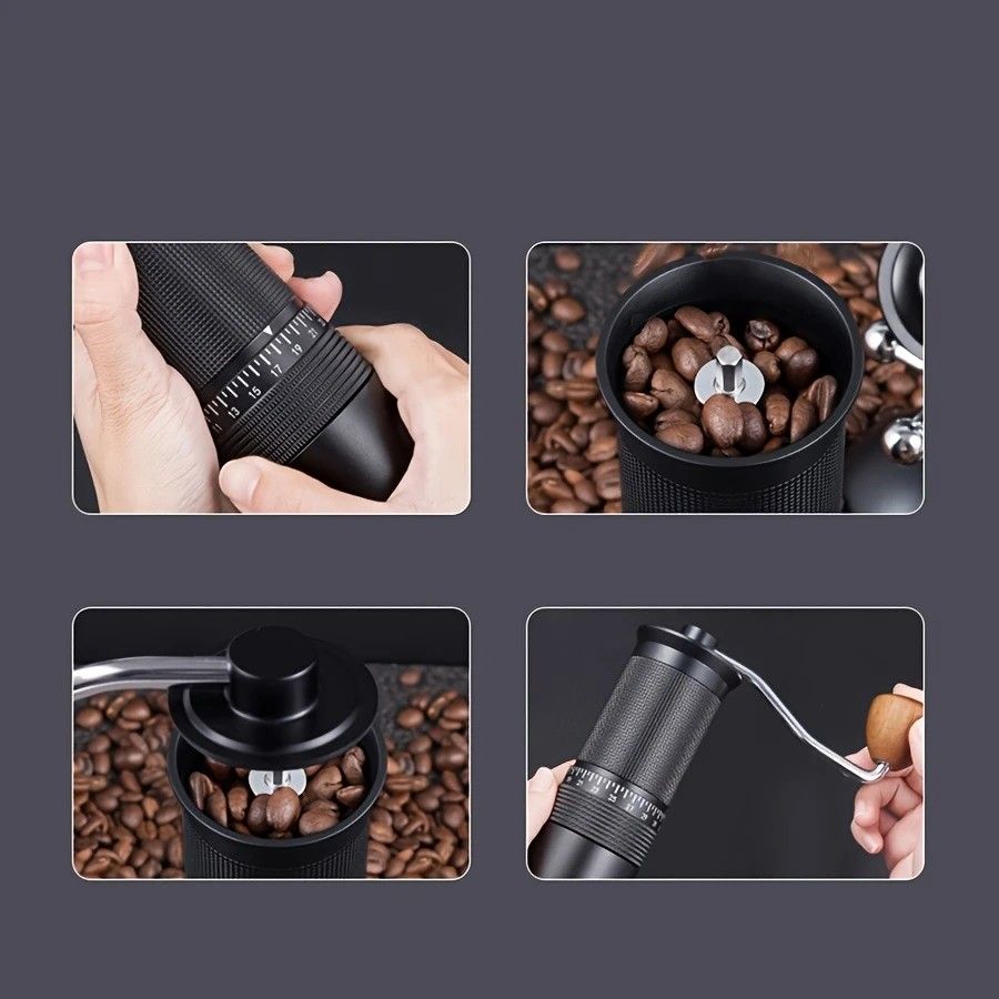 1-Pack, Manual Coffee Grinder, Hand Coffee Grinder with Built-in Digital Adjustable Setting, Black, Stainless Steel Conical Burr, Coffee Bean Grinder - Image 6