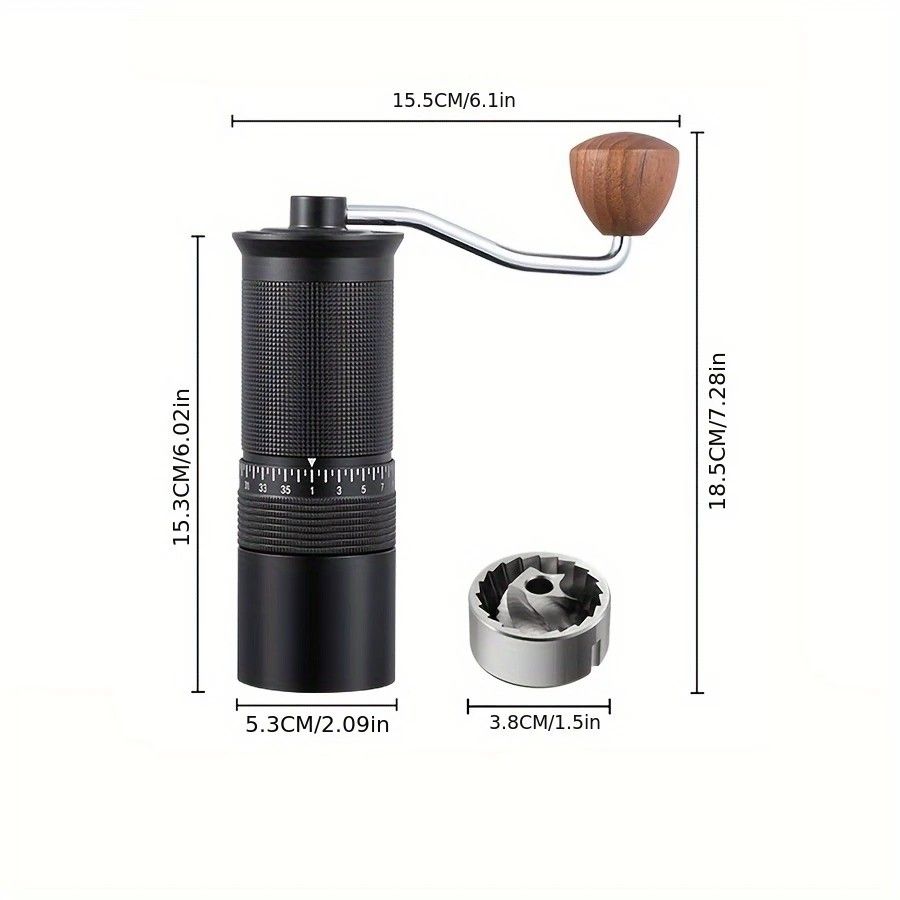 1-Pack, Manual Coffee Grinder, Hand Coffee Grinder with Built-in Digital Adjustable Setting, Black, Stainless Steel Conical Burr, Coffee Bean Grinder - Image 7