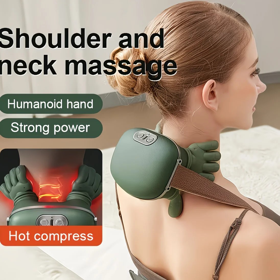 USB Heated Neck, Shoulder, and Back Massager – 6D Simulated Human-Hand Deep Kneading Technology, Multi-Part Massage for Neck, Shoulders, Back, and Legs, Relieving Office Fatigue and Muscle Tension Caused by Prolonged Sitting - Image 3