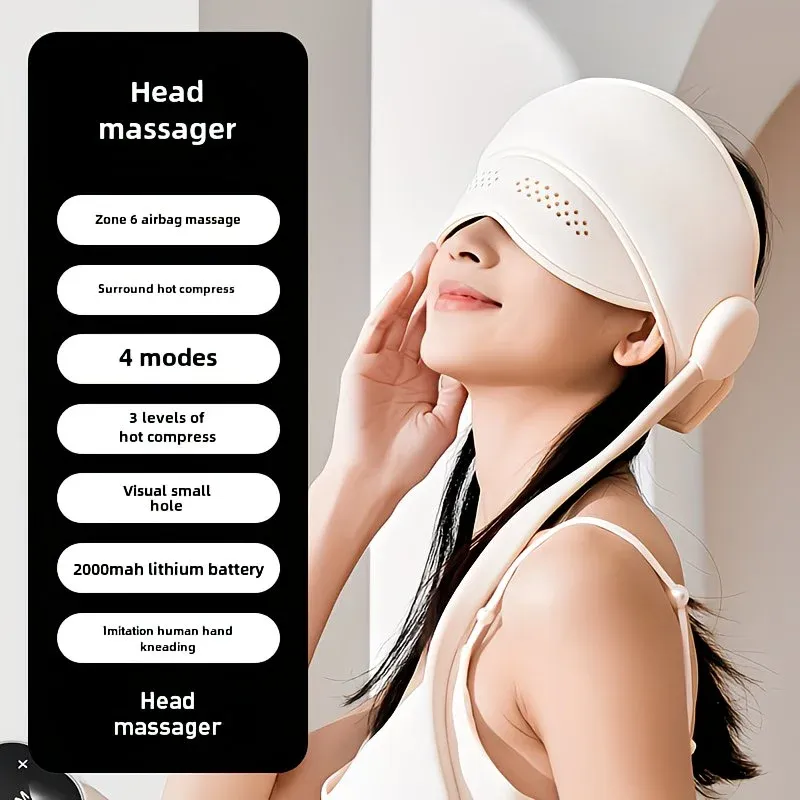 6-Zone Airbag Heat Therapy Head & Eye Massager: Precise Kneading Relaxes Neck and Head, Three-Level Constant Warmth Aids Sleep, Four Modes Switch Freely - Image 1
