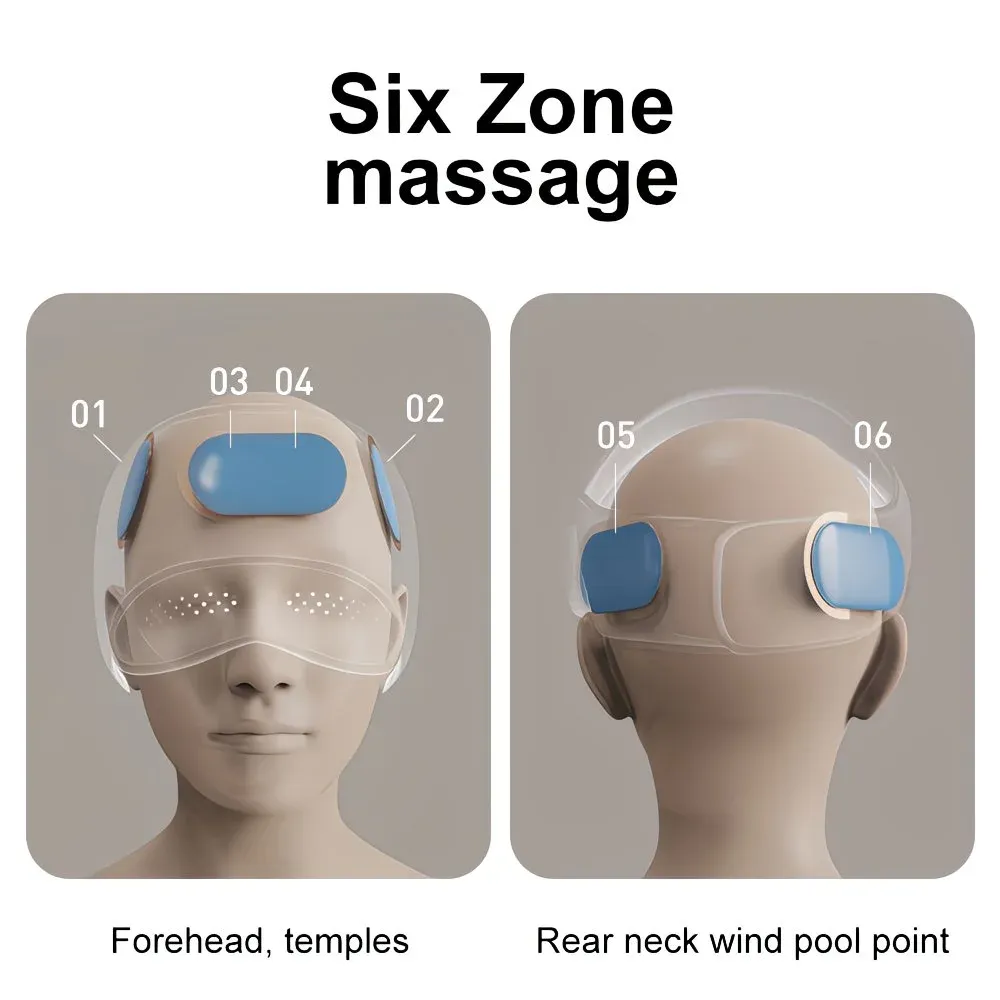 6-Zone Airbag Heat Therapy Head & Eye Massager: Precise Kneading Relaxes Neck and Head, Three-Level Constant Warmth Aids Sleep, Four Modes Switch Freely - Image 5