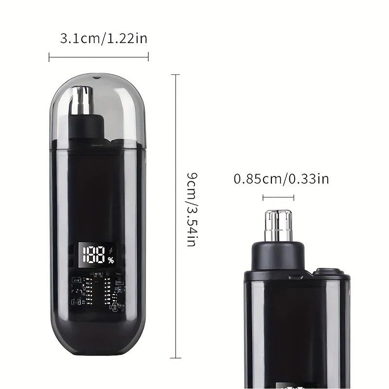 Electric nose hair trimmer, fashionable mini portable, wireless USB charging, suitable for both men and women, super easy-to-use nose hair trimmer.black - Image 5